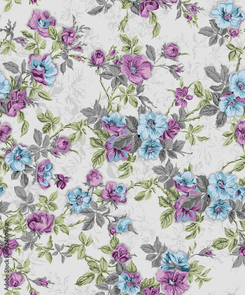 watercolor flower design with digital texture