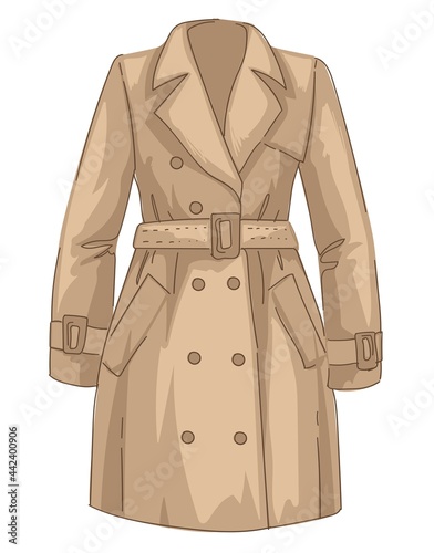 Trenchcoat with belt and buttons, autumn clothes photo