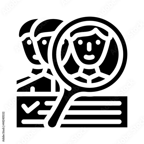 customer study kyc glyph icon vector. customer study kyc sign. isolated contour symbol black illustration