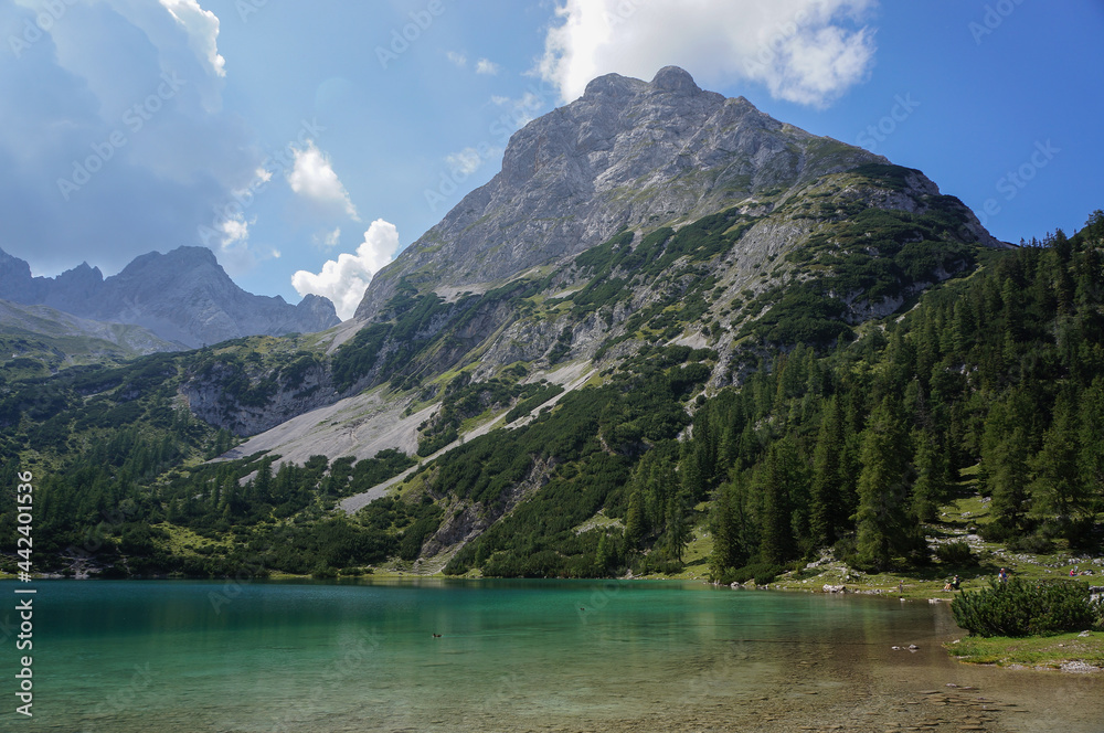 Seebensee lake with mountain in a background (Austria).