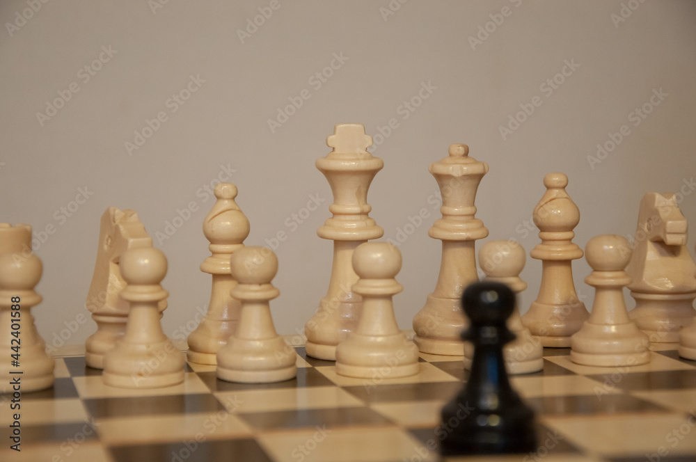 One against all, black versus white, chess, confrontation One against all, black versus white, chess, confrontation