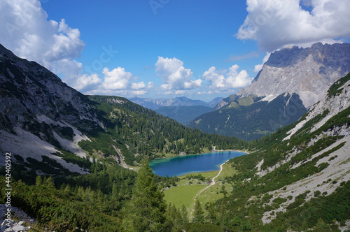 High angle view of Seebensee lake (Austria).