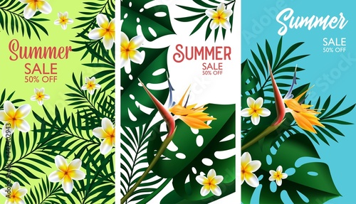 Summer Sale Tropical design template banner illustration