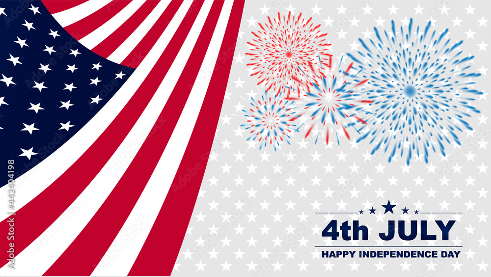 4th July and happy independence day vector background