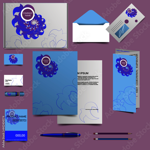 dentity, company identity, blue background, logo blue gradient abstract