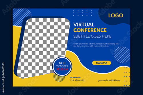 Online social media post template. It is suitable for business webinars, marketing webinars, online class programs,live stream programs, seminar Courses, and other E-Learning etc square vector design.