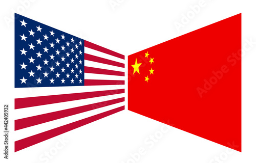 American and Chinese flags