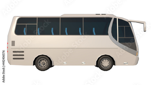 Bus 1-Lateral view white background  3D Rendering Ilustracion 3D