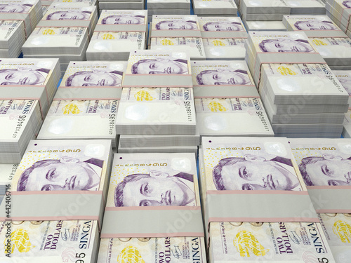 Photography Singapore money. Singapore dollar banknotes. 2 SGD dollars bills.
