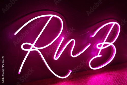 Pink neon sign RnB club. Trendy style. Neon sign. Custom neon. Club decor.