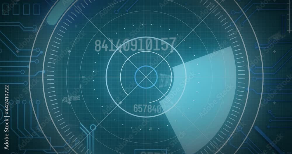 Animation of scope scanning, numbers changing and data processing Animation of scope scanning, numbers changing and data processing