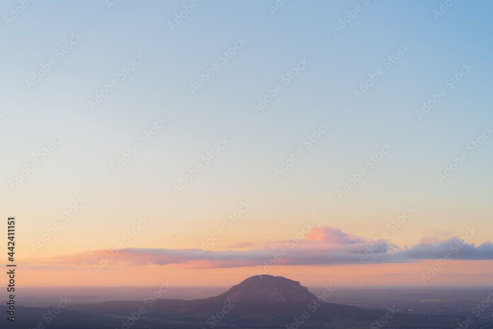 Mountain Landscape. Panoramic View Of Mountains Against Sky During Sunset