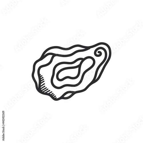 oyster doodle icon, vector color line illustration