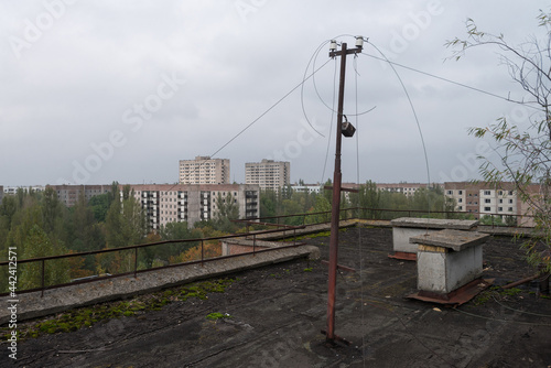 Roof in abandoned ghost town Pripyat