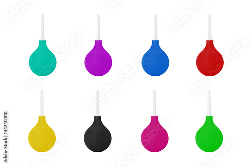 Medical rubber enema in the vector.Vector illustration of a realistic pear enema.