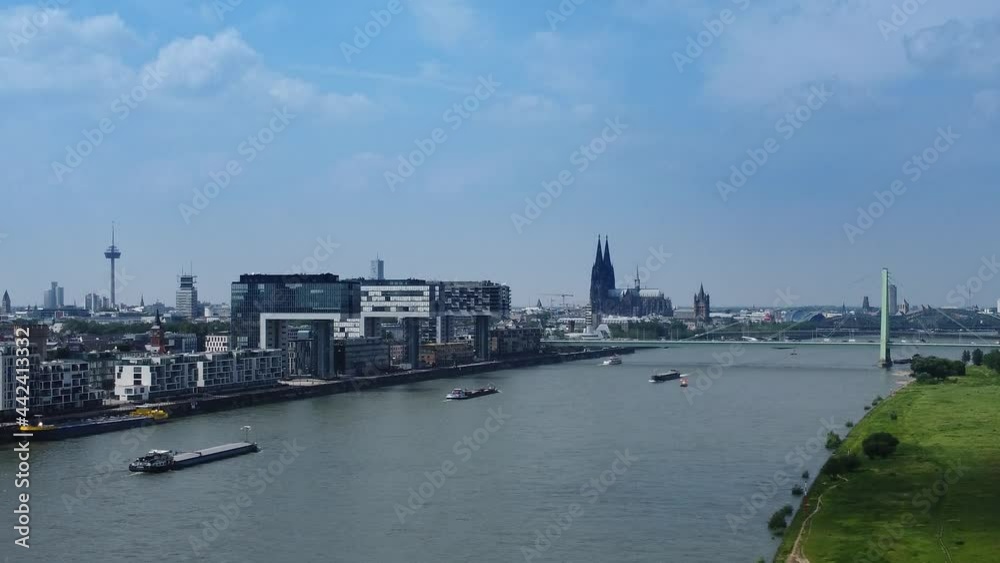 River Rhine in the city of Cologne from above - aerial photography River Rhine in the city of Cologne from above - aerial photography