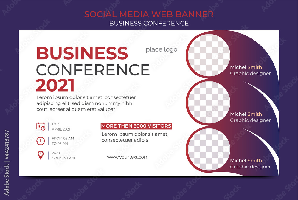 Business webinar Conference Concept Banner Template design or social media horizontal banner. Live conference or invitation banner