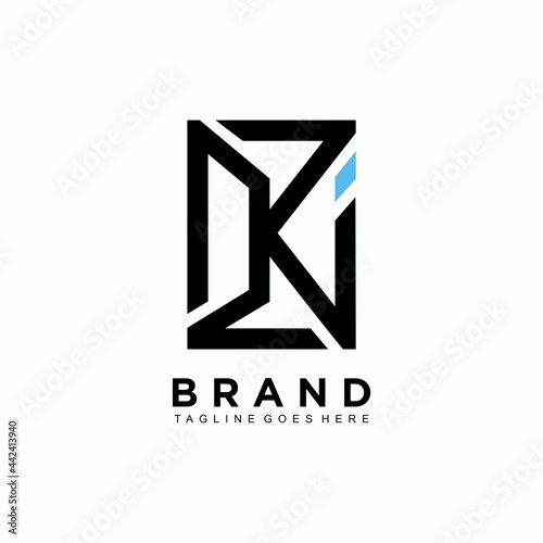 Monogram logo initial K and I with rectangle concept for business company