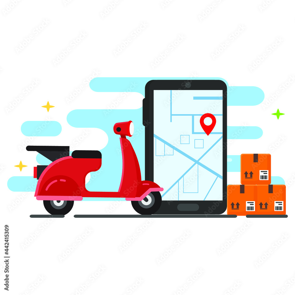 delivery service on mobile illustration vector graphic