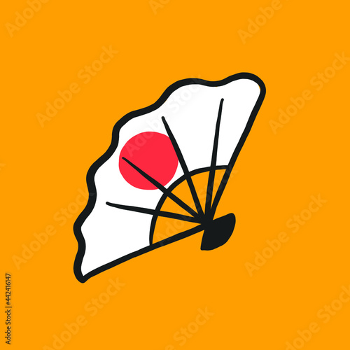handled hand, traditional Japan's stuff. iconic Japanese symbol in hand drawn illustration. vector graphic of Japan's traditional culture.