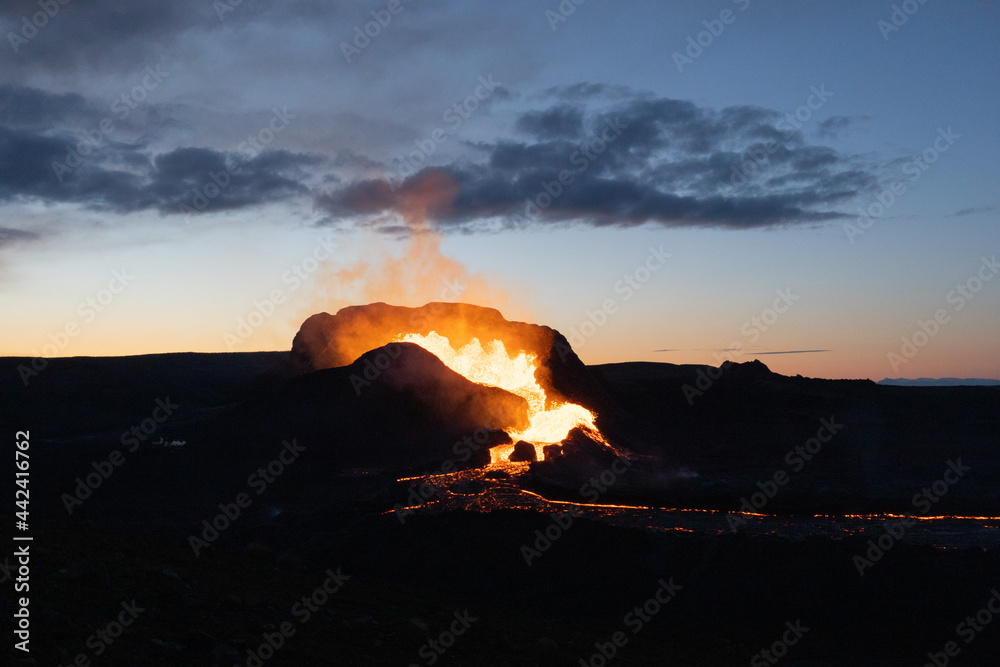 Fagradalsfjall volcano eruption in Iceland - obrazy, fototapety, plakaty 