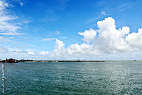 Various panoramic views of the port, piers, terminal and cityline of the Port of Paradeep, India. photo