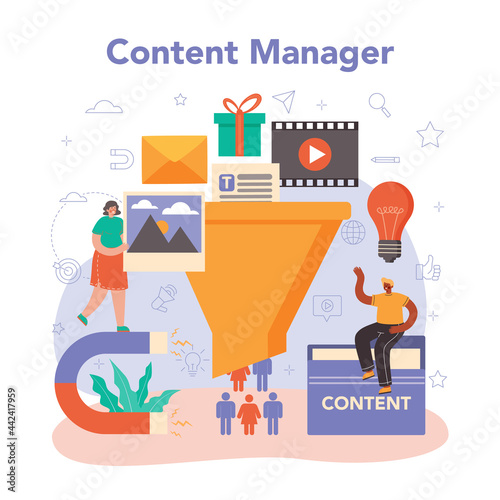 Content manager concept. Idea of digital strategy and content