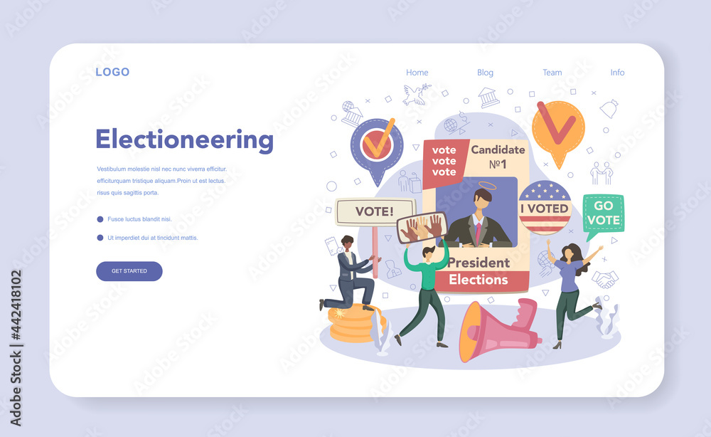 Politician web banner or landing page. Idea of election and governement.