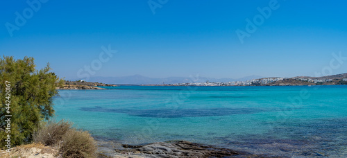 Crystal clear turquoise sea water of Kolymbithres beach, Paros island, Greece