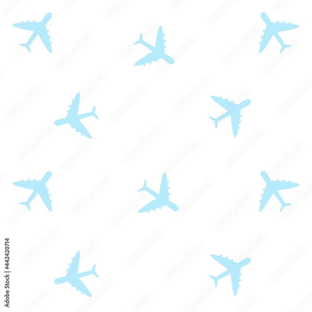 Plane seamless pattern. Background with airplane icons.