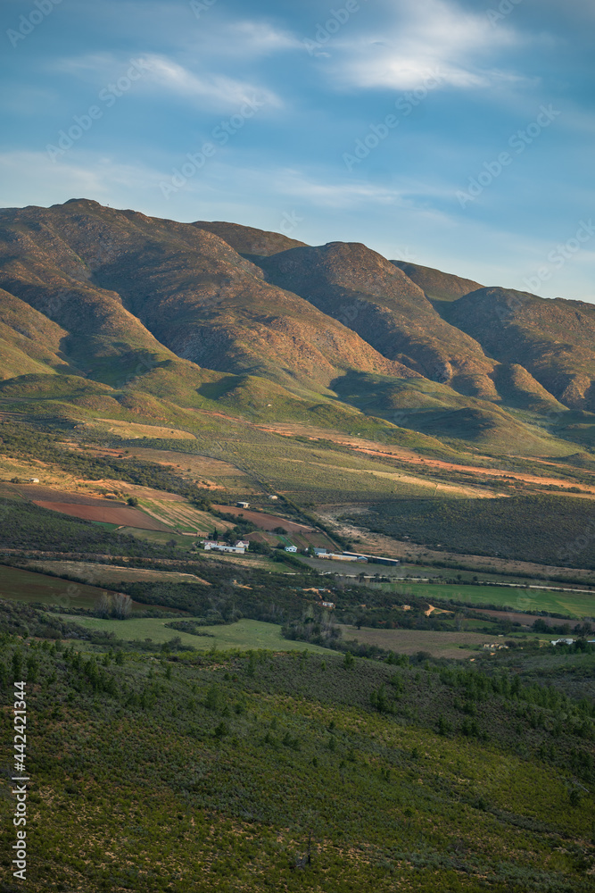 Beautiful wine valley and farm houses in Oudtshoorn Western Cape South Africa Beautiful wine valley and farm houses in Oudtshoorn Western Cape South Africa
