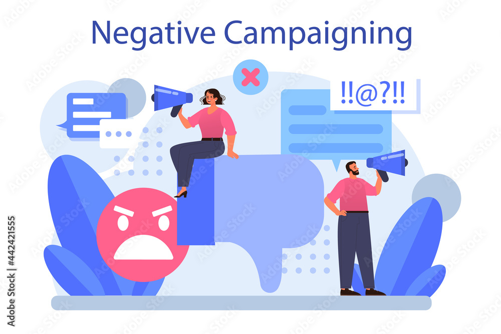 Negative campaigning. Brand negative reputation. Bad customer