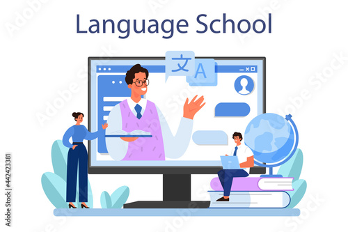 Translator online service or platform. Linguist translating documents