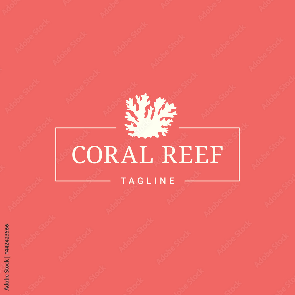 Coral reef logo. Reef on coral background Coral reef logo. Reef on coral background
