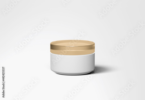 Cream container blank mockup template with grey color background (ID: 442425337)
