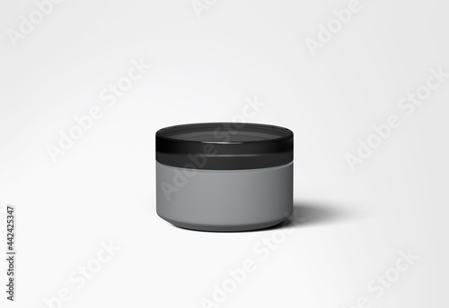 3d rendered cream container blank mockup template with grey color background (ID: 442425347)