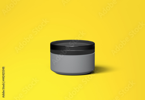 Cream container blank mockup template with yellow background (ID: 442425348)