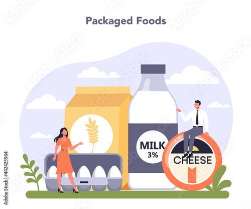 Food industry sector of the economy. Light manufacturing and packaged