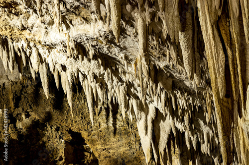 Sarikaya Cave, located in Duzce, Turkey, offers a wonderful view with natural formations, stalactites and stalagmites. photo