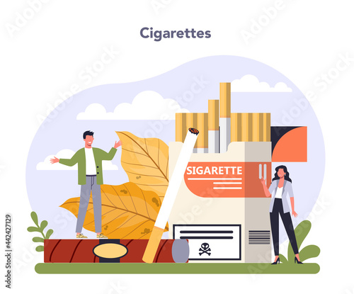 Tobacco production industry sector of the economy. Smoking products