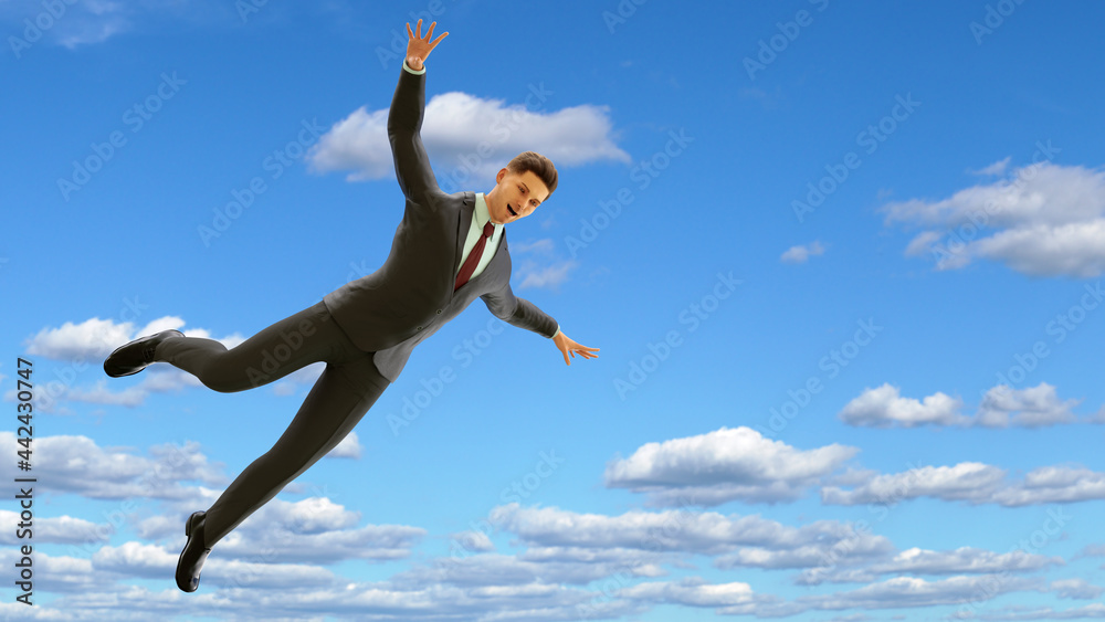 businessman jumping career excitement business success adventure 3D illustration