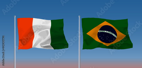 コートジボワールとブラジルの国旗