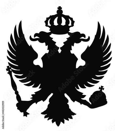 Montenegro coat of arms vector silhouette illustration, seal or national emblem, isolated on white background.