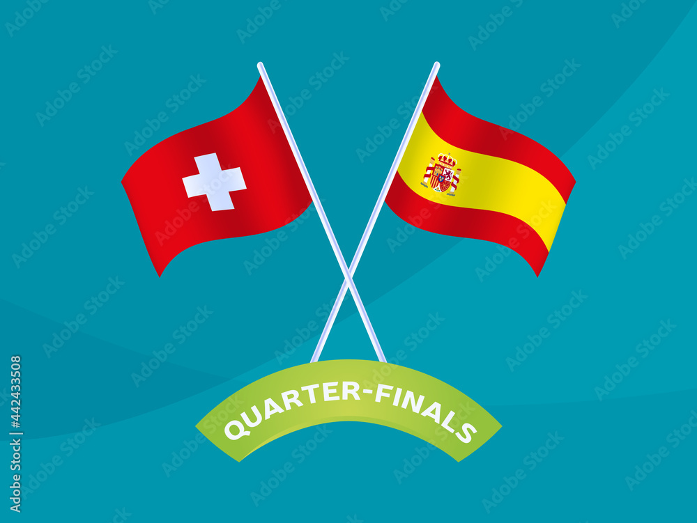 Naklejka premium switzerland vs spain match vector illustration Football euro 2020 championship