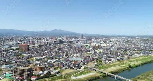 ［福島県］郡山市の街並みの空撮