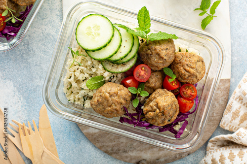Принти на полотні Meal prep containers with a healthy low carb lunch