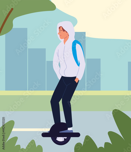 boy on electric monowheel