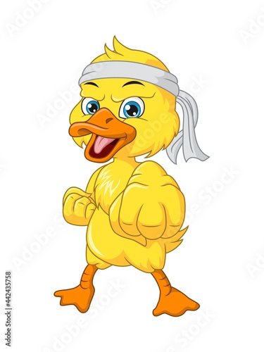 Cartoon cute little duck karate