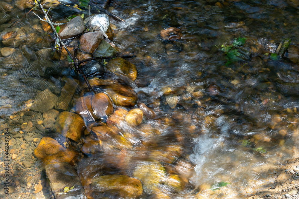 Fototapeta premium Water cascading over rocks in a creek bed