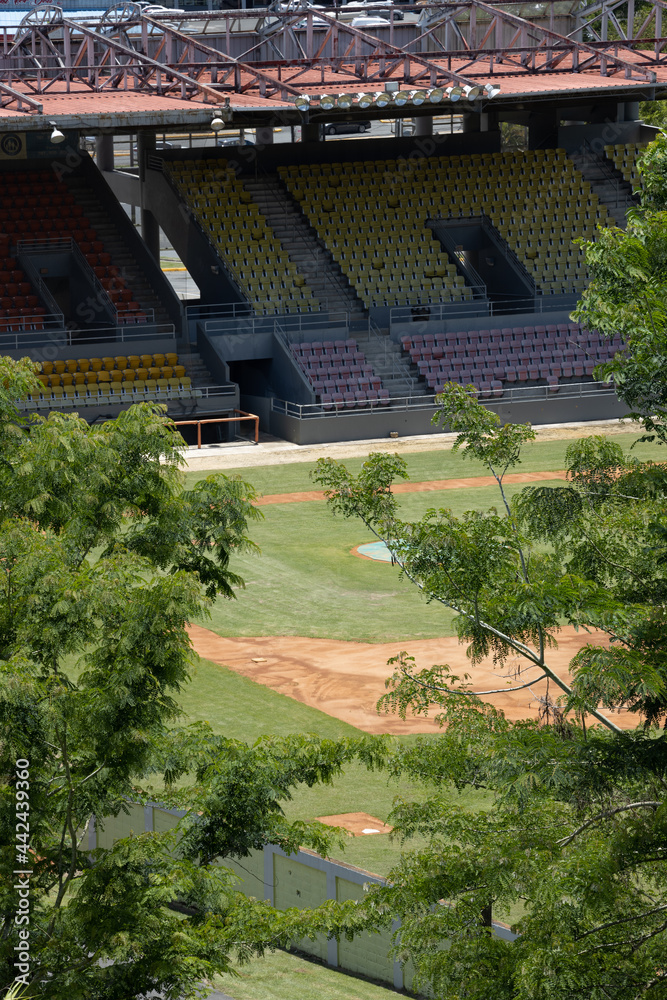 Baseball field empty during covid